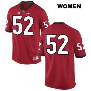 Women's Georgia Bulldogs NCAA #52 Tyler Clark Nike Stitched Red Authentic No Name College Football Jersey IAF6254HB